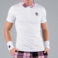 Теннисная одежда для большого тенниса Hydrogen Tartan Zipped Tech Polo White Pink Black